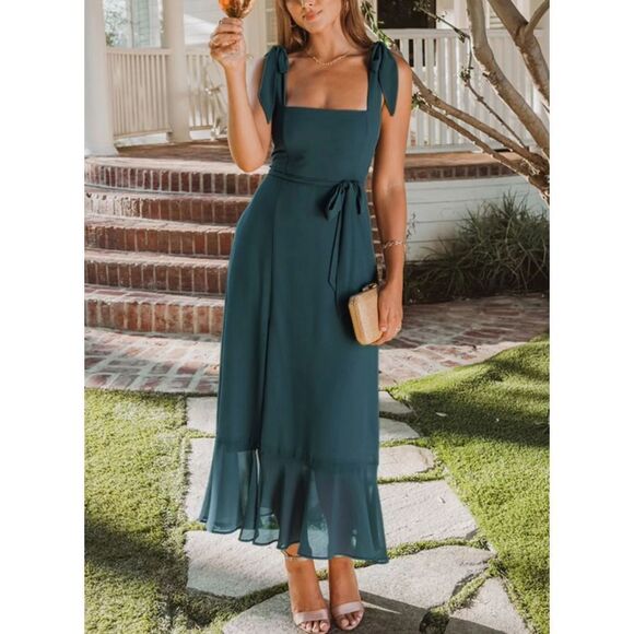Show Me Your MuMu Dresses & Skirts - SHOW ME YOUR MUMU Claire Midi Dress‎ in Emerald Sz S